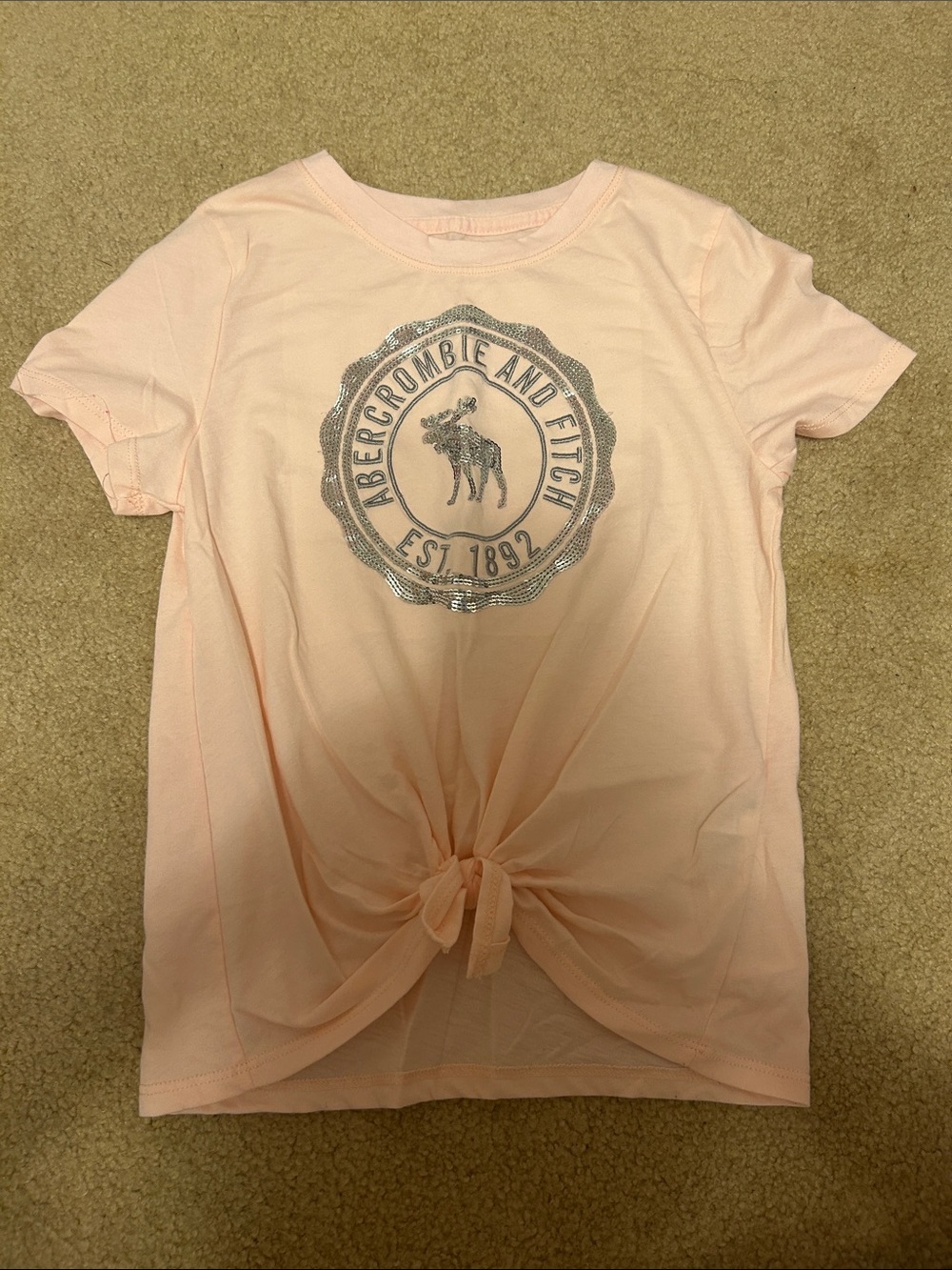 abercrombie kids Light Pink Tie-Front Logo Tee